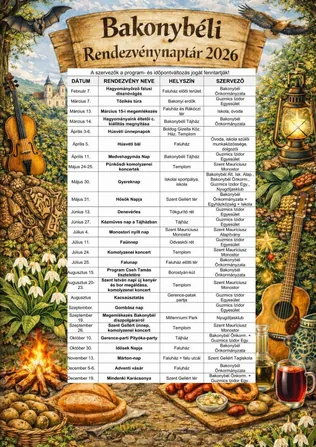 Tervezett rendezvénynaptár Bakonybél 2026 borítóképe