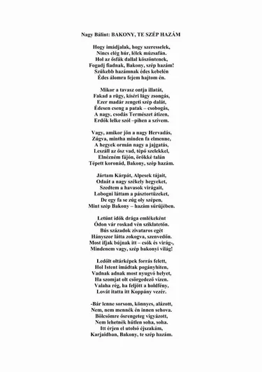 Nagy Bálint: Bakony te szép hazám
