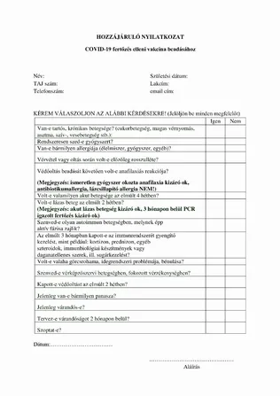 HOZZÁJÁRULÓ NYILTKOZAT borítóképe